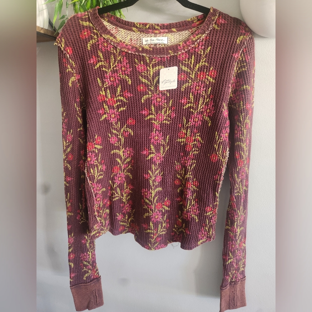 Free People Floral Thermal Long Sleeve NWT